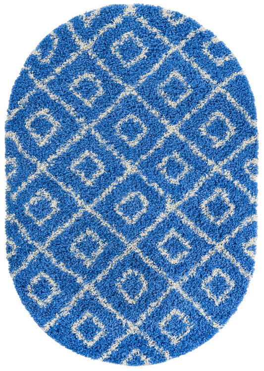 Lattice Loft Shag Collection Area Rug - Chelsea (Periwinkle.Blue) Oval Periwinkle.Blue Main