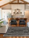 Dover Terrace Collection Area Rug -  Lagoon (Dark Gray) Square Dark Gray  lifestyle 13
