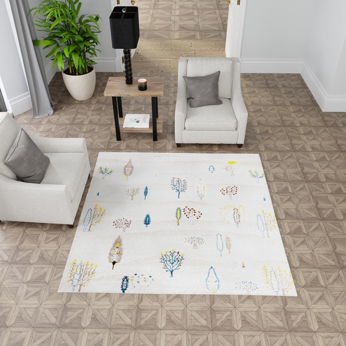 Coastal Haven Collection Area Rug -  Surfside Square Ivory  lifestyle 93