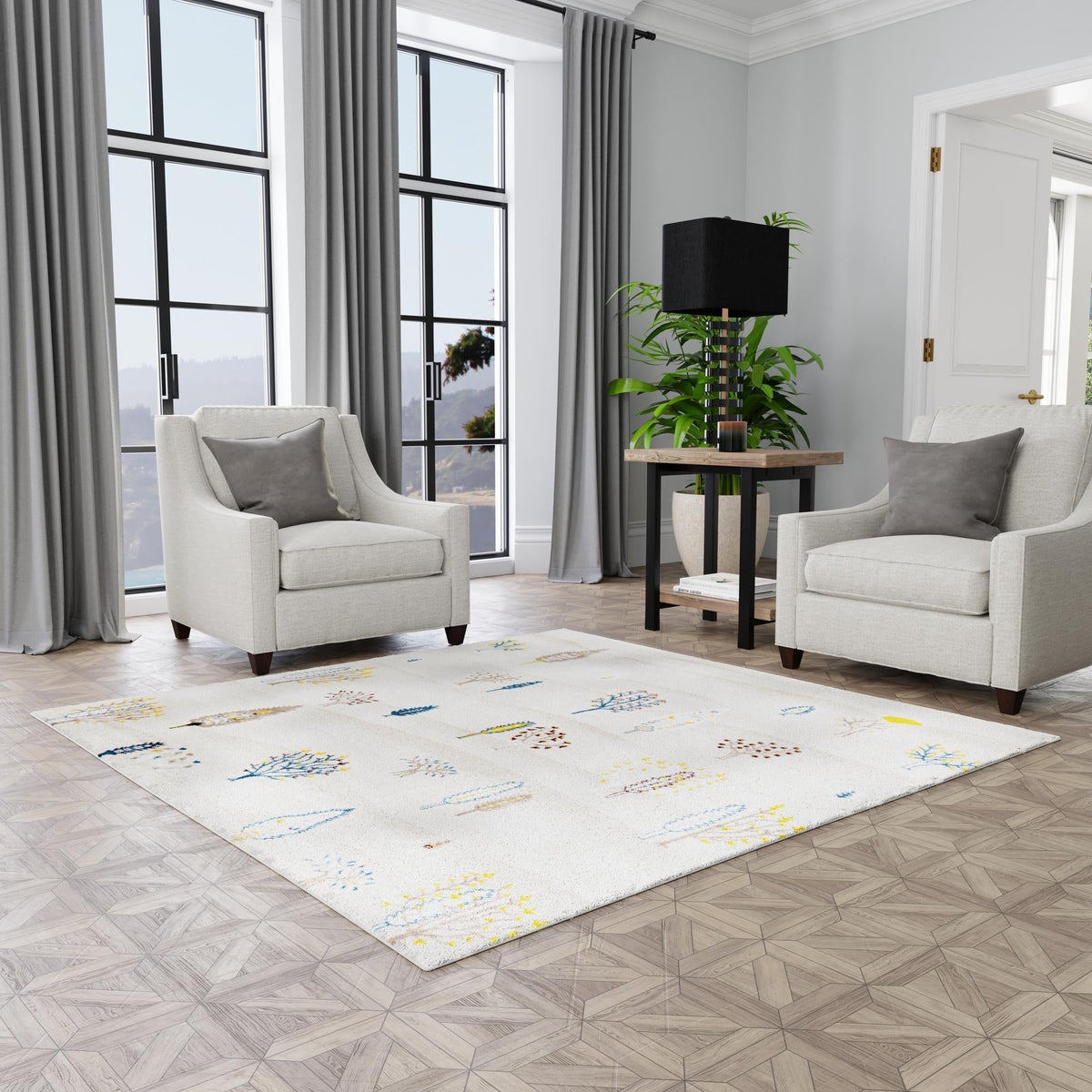 Coastal Haven Collection Area Rug -  Surfside Square Ivory  lifestyle 95