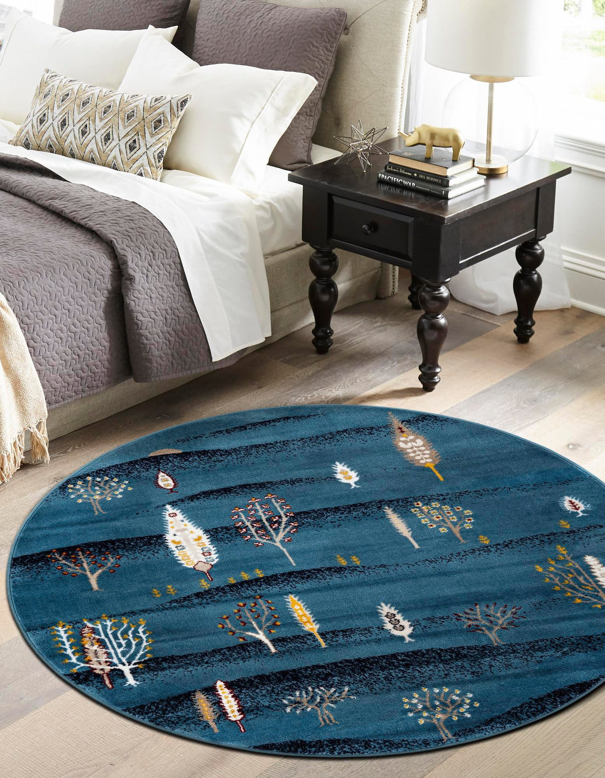 Coastal Haven Collection Area Rug -  Surfside Round Blue  lifestyle 66