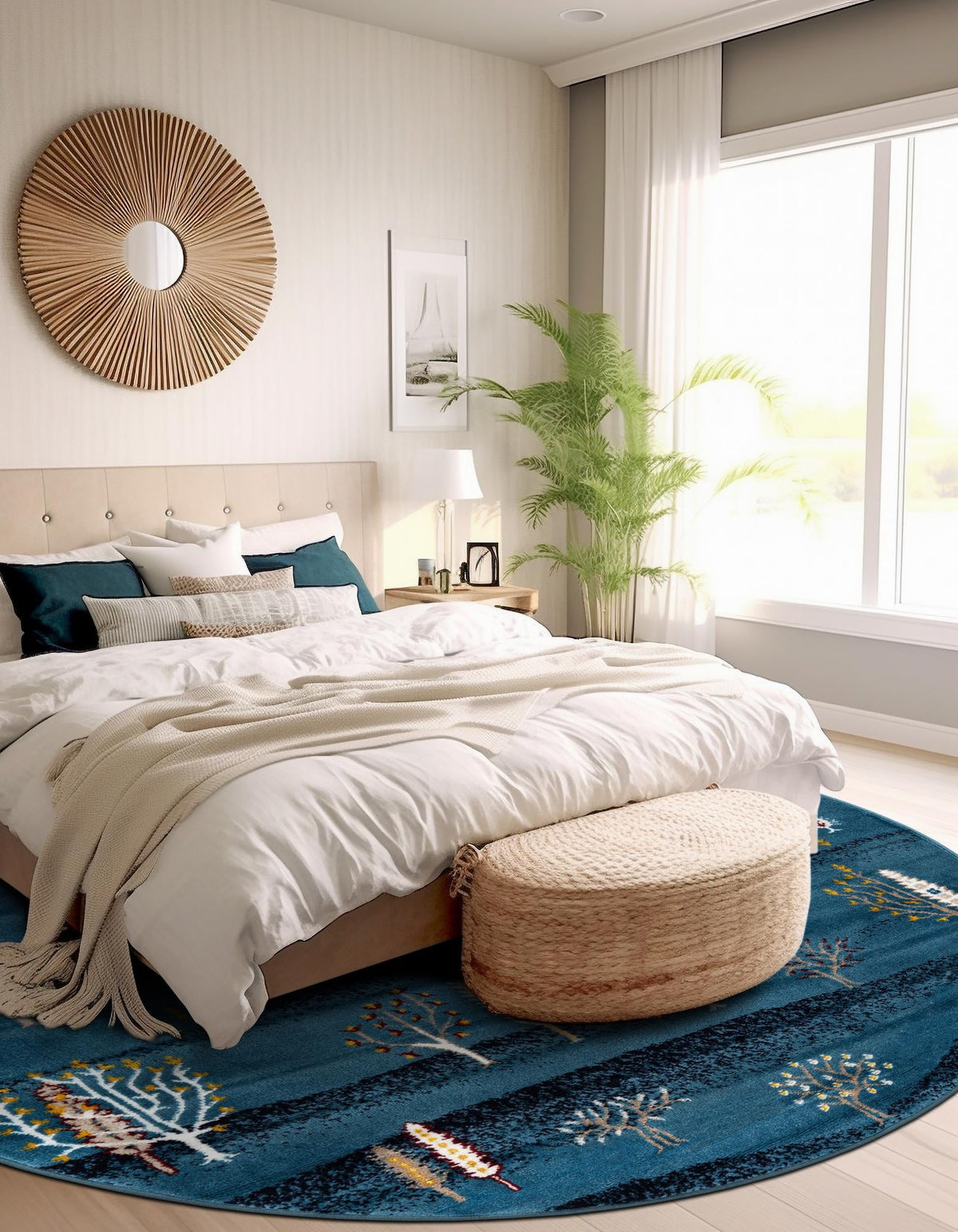 Coastal Haven Collection Area Rug -  Surfside Round Blue  lifestyle 75