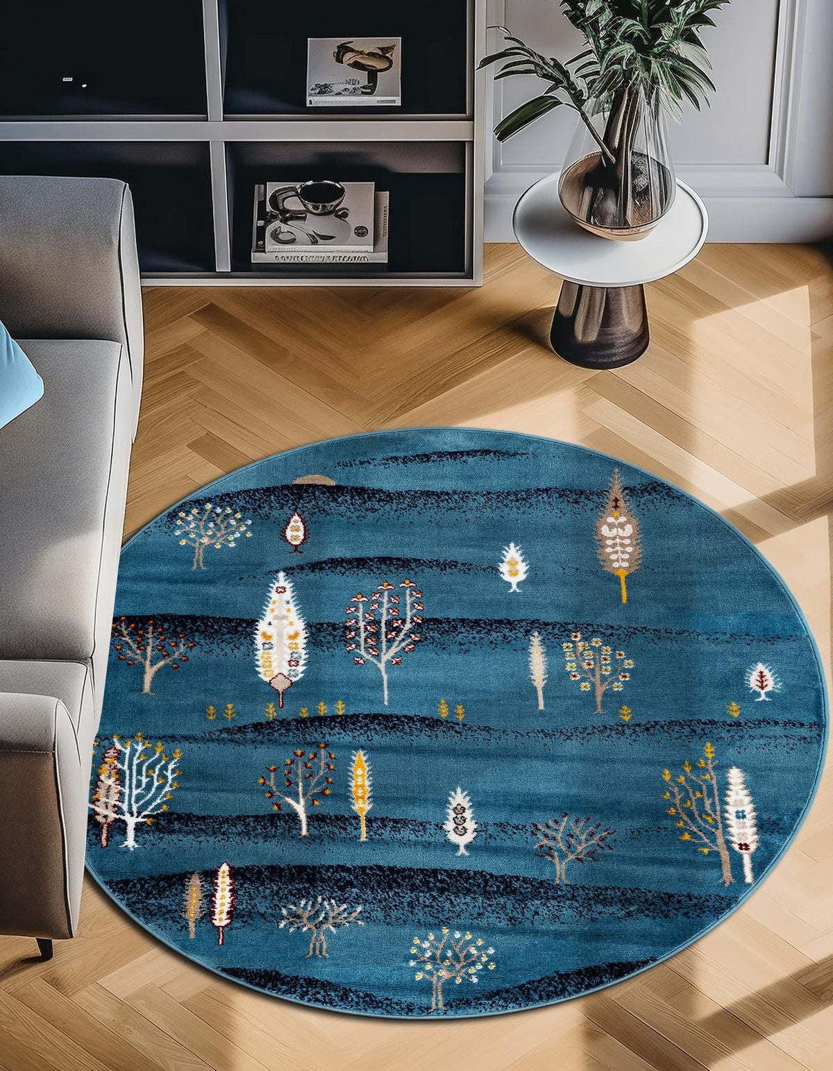 Coastal Haven Collection Area Rug -  Surfside Round Blue  lifestyle 81