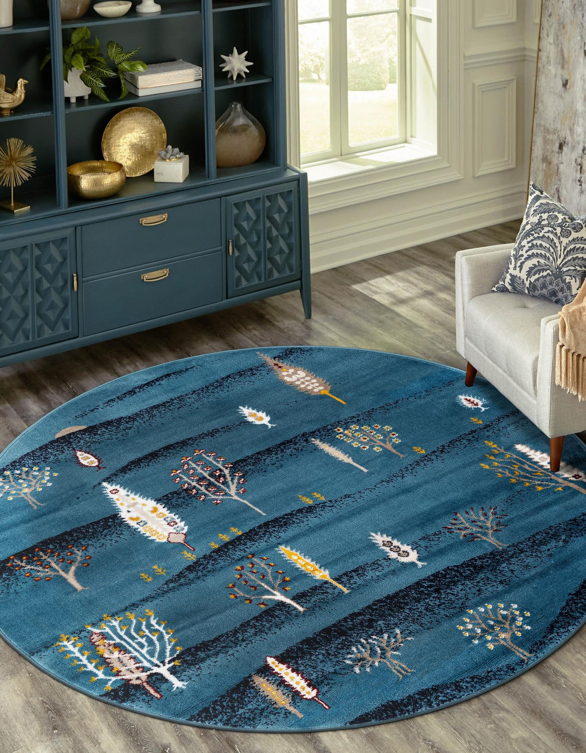 Coastal Haven Collection Area Rug -  Surfside Round Blue  lifestyle 83