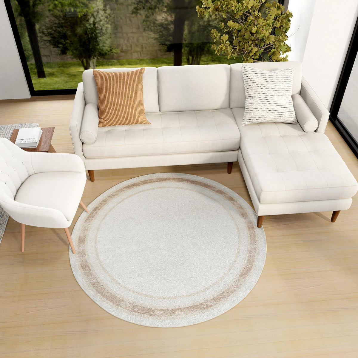 Coastal Haven Collection Area Rug -  Mariner Round Ivory  lifestyle 65