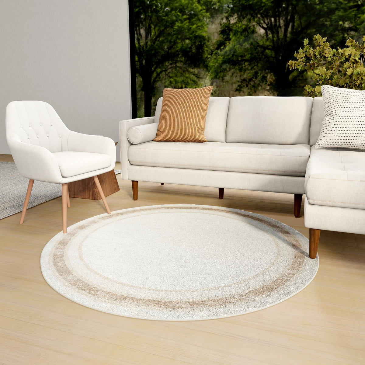Coastal Haven Collection Area Rug -  Mariner Round Ivory  lifestyle 67