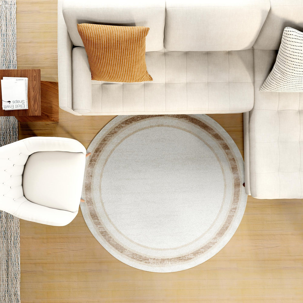 Coastal Haven Collection Area Rug -  Mariner Round Ivory  lifestyle 71