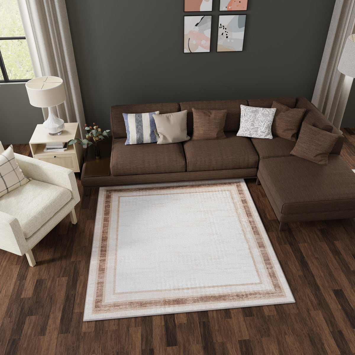 Coastal Haven Collection Area Rug -  Mariner Square Ivory  lifestyle 66