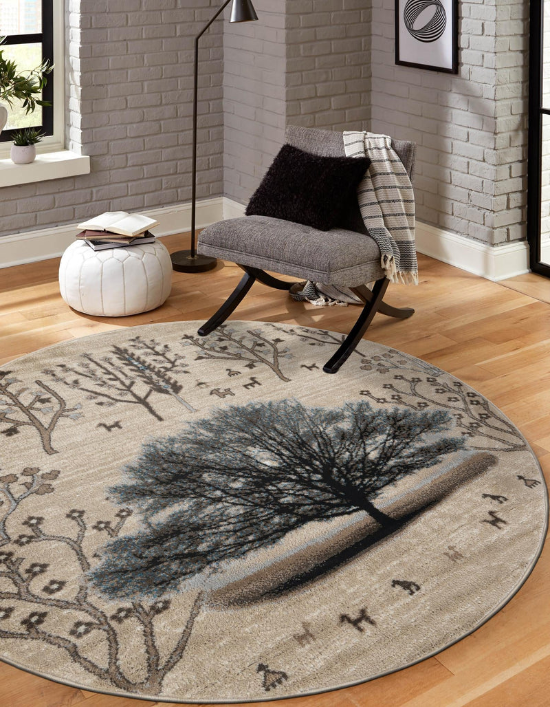 Coastal Haven Collection Area Rug -  Coastline Round Beige  lifestyle 34