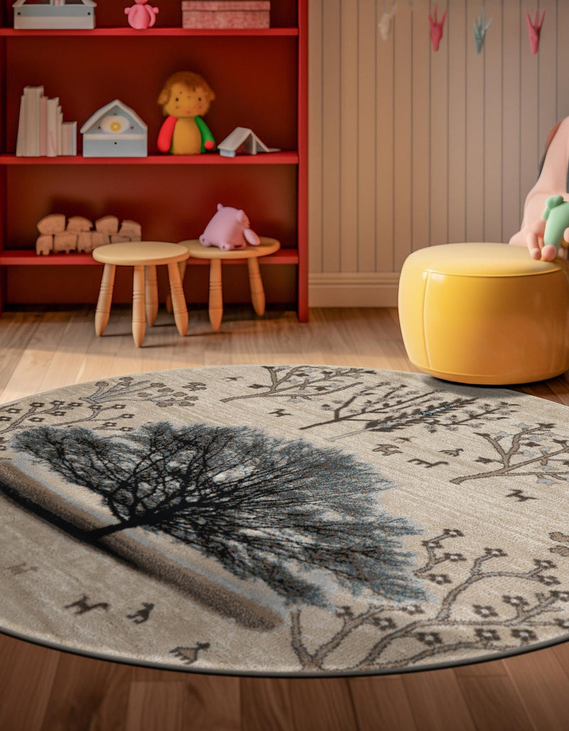 Coastal Haven Collection Area Rug -  Coastline Round Beige  lifestyle 44