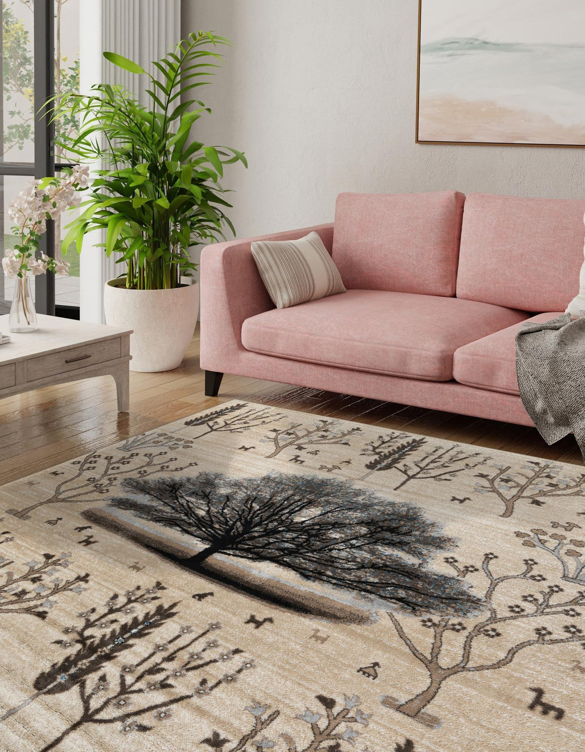 Coastal Haven Collection Area Rug -  Coastline Square Beige  lifestyle 46