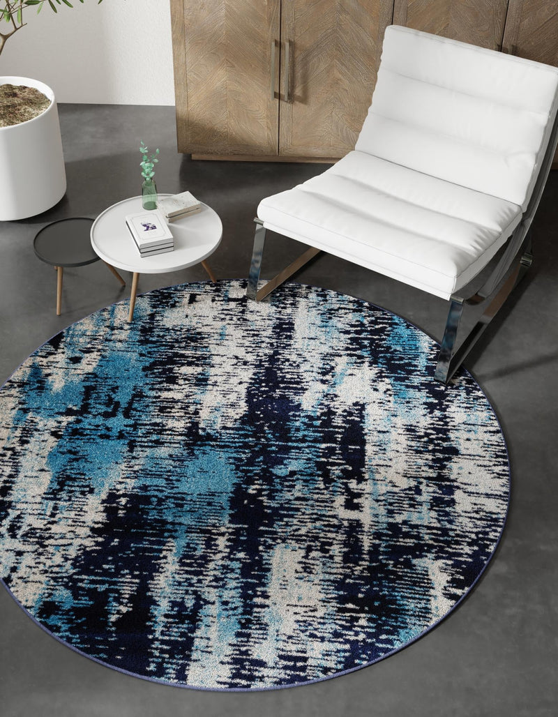 Coastal Haven Collection Area Rug -  Pelican Round Navy Blue  lifestyle 33