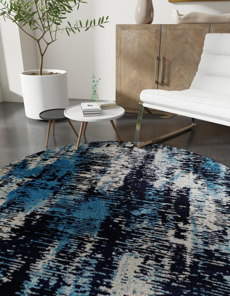 Coastal Haven Collection Area Rug -  Pelican Round Navy Blue  lifestyle 37