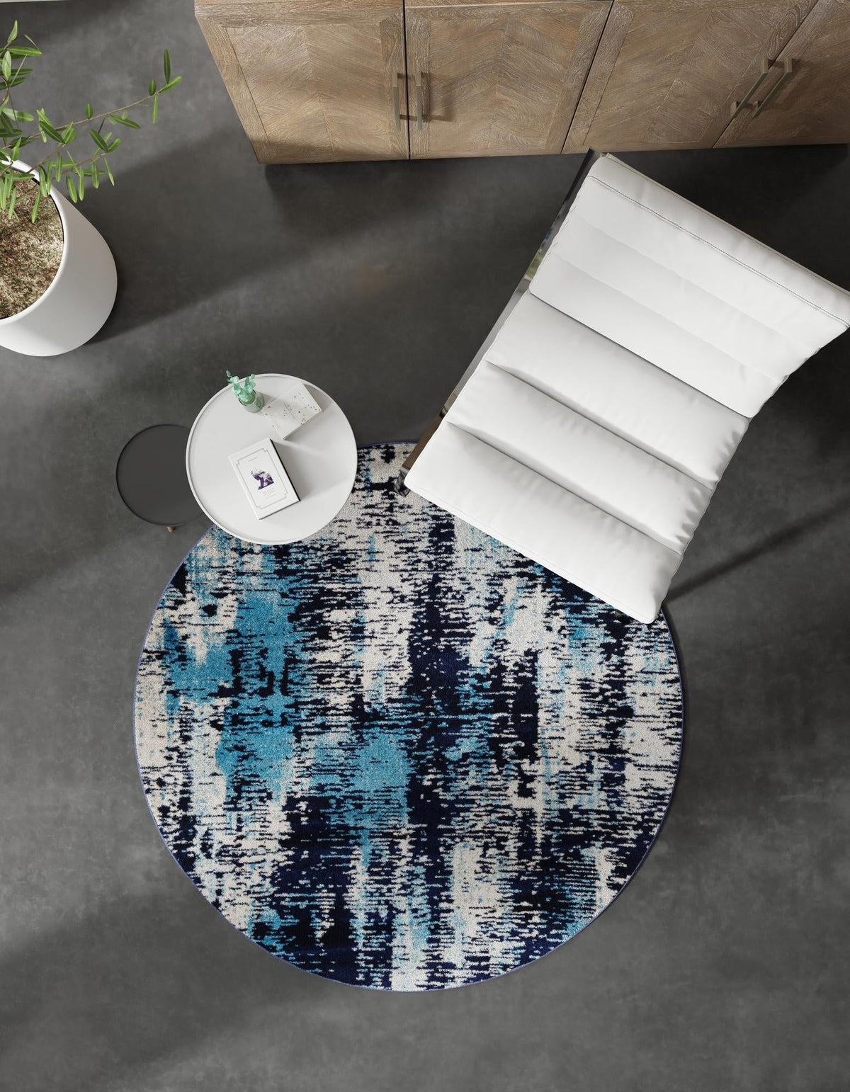 Coastal Haven Collection Area Rug -  Pelican Round Navy Blue  lifestyle 68