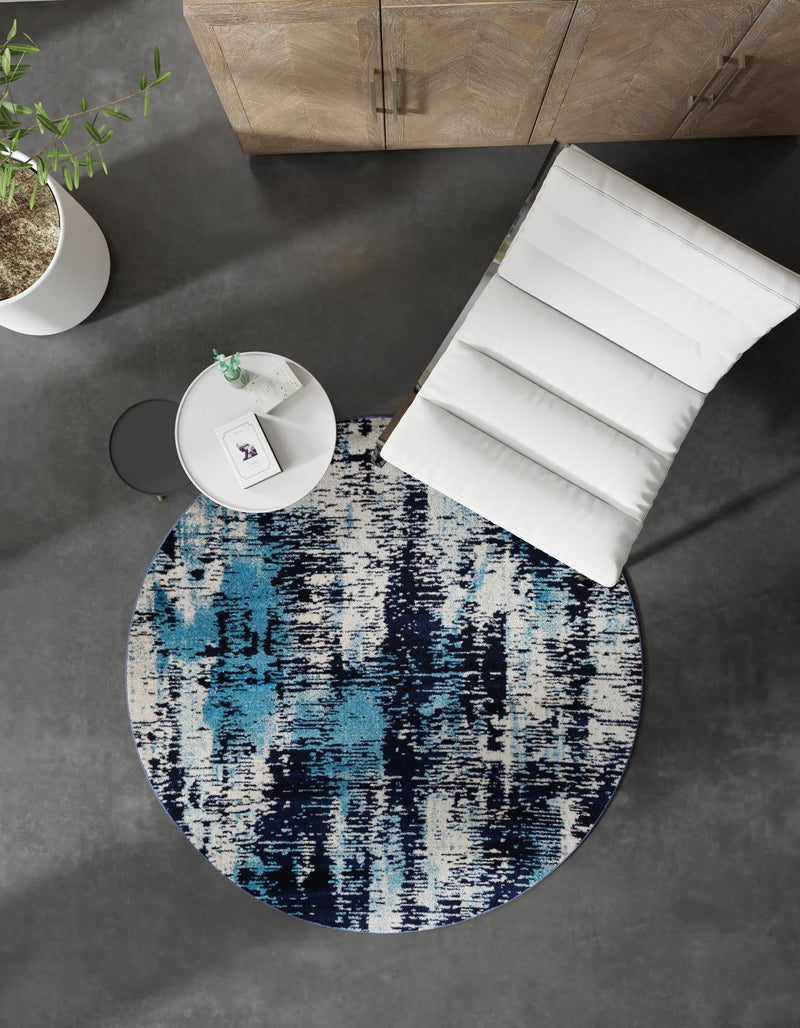 Coastal Haven Collection Area Rug -  Pelican Round Navy Blue  lifestyle 68