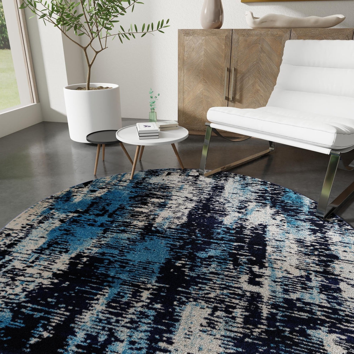 Coastal Haven Collection Area Rug -  Pelican Round Navy Blue  lifestyle 71