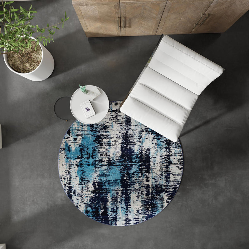 Coastal Haven Collection Area Rug -  Pelican Round Navy Blue  lifestyle 72