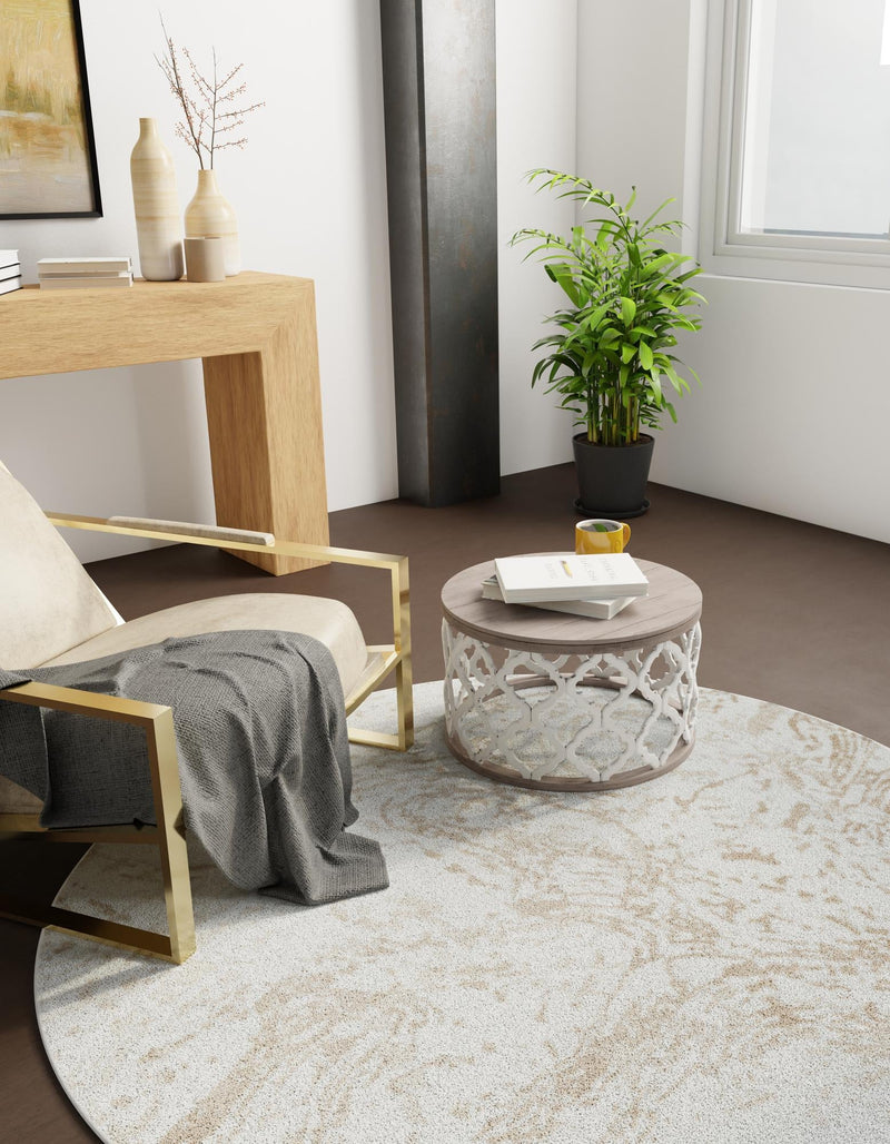 Coastal Haven Collection Area Rug -  Nautilus Round Ivory  lifestyle 39
