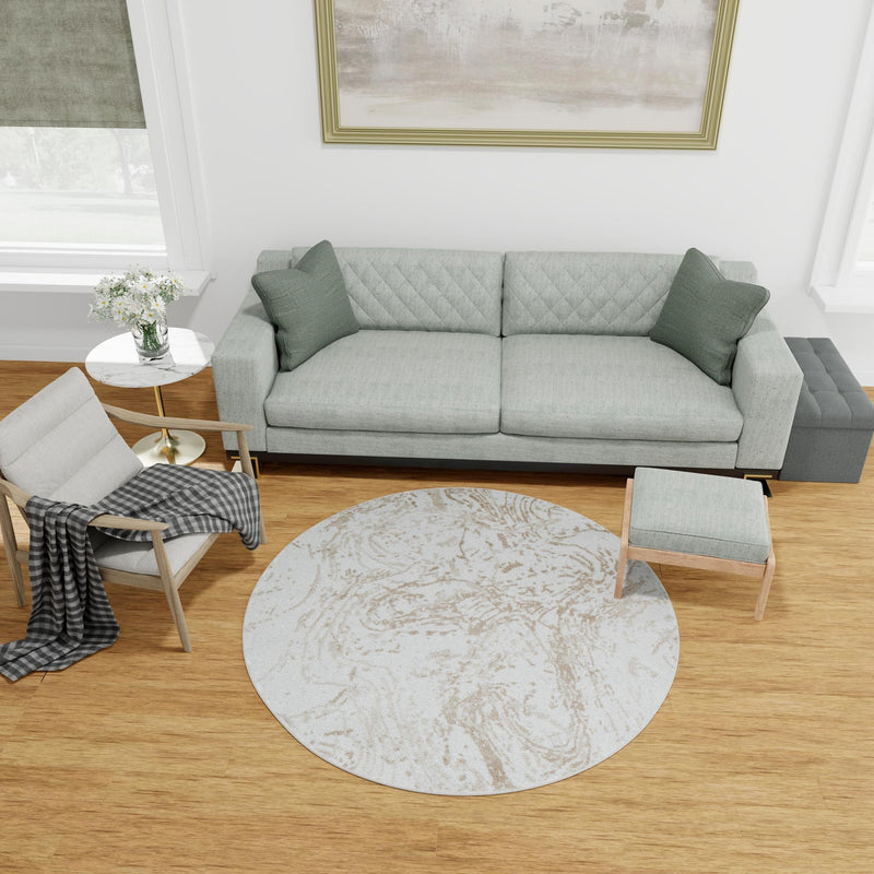 Coastal Haven Collection Area Rug -  Nautilus Round Ivory  lifestyle 73