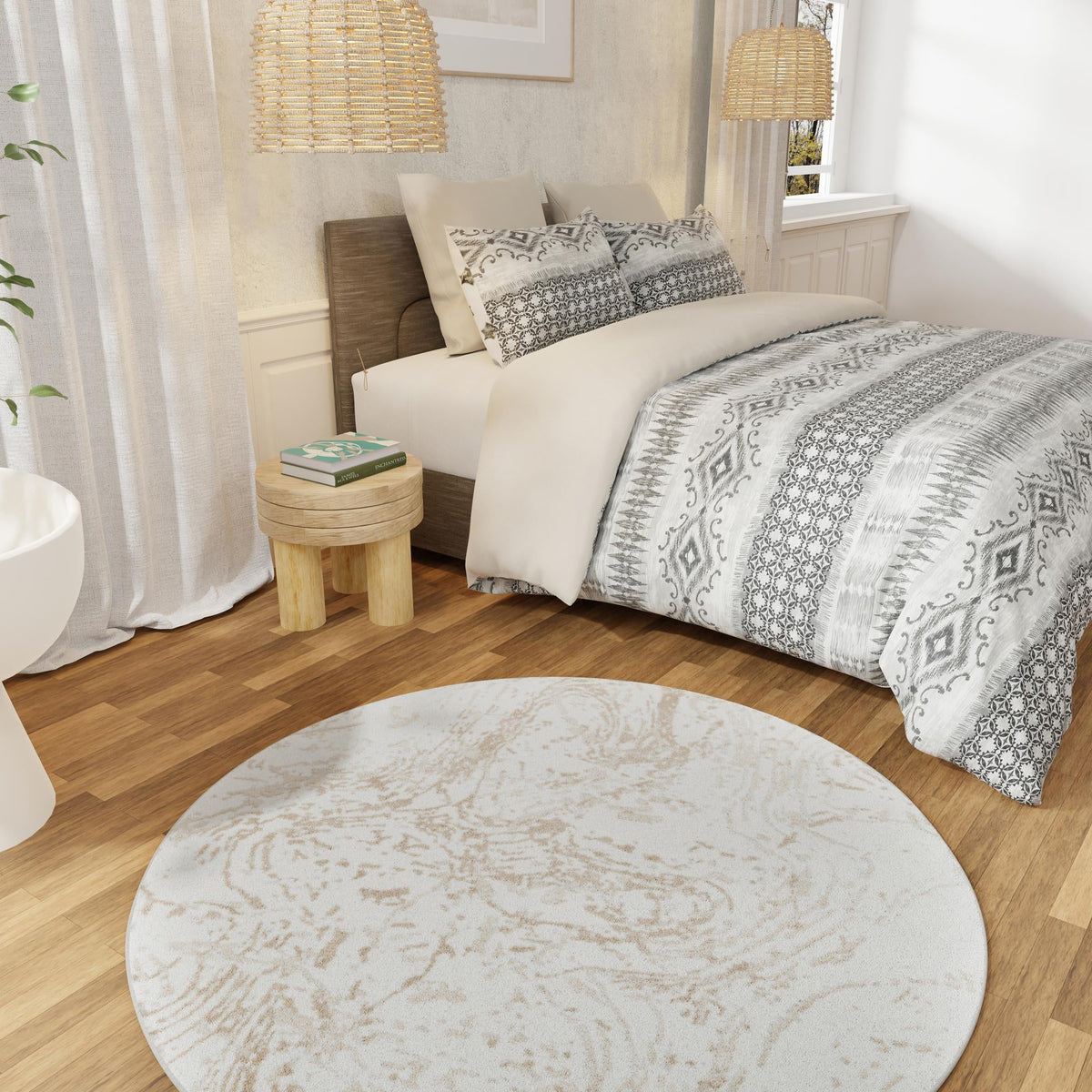 Coastal Haven Collection Area Rug -  Nautilus Round Ivory  lifestyle 77