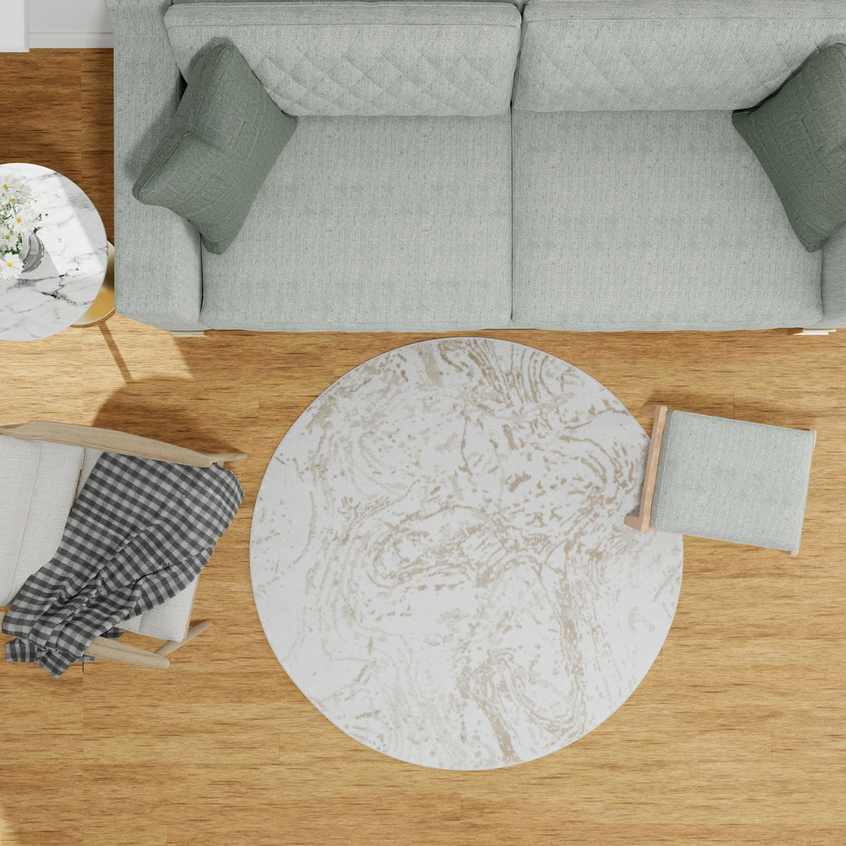 Coastal Haven Collection Area Rug -  Nautilus Round Ivory  lifestyle 79