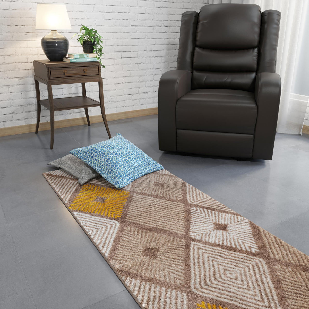 Coastal Haven Collection Area Rug -  Anchorage Runner Ivory and Yellow  lifestyle 135