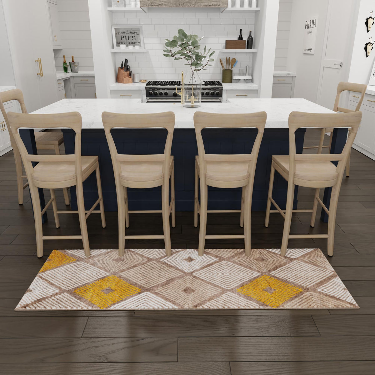 Coastal Haven Collection Area Rug -  Anchorage Runner Ivory and Yellow  lifestyle 139