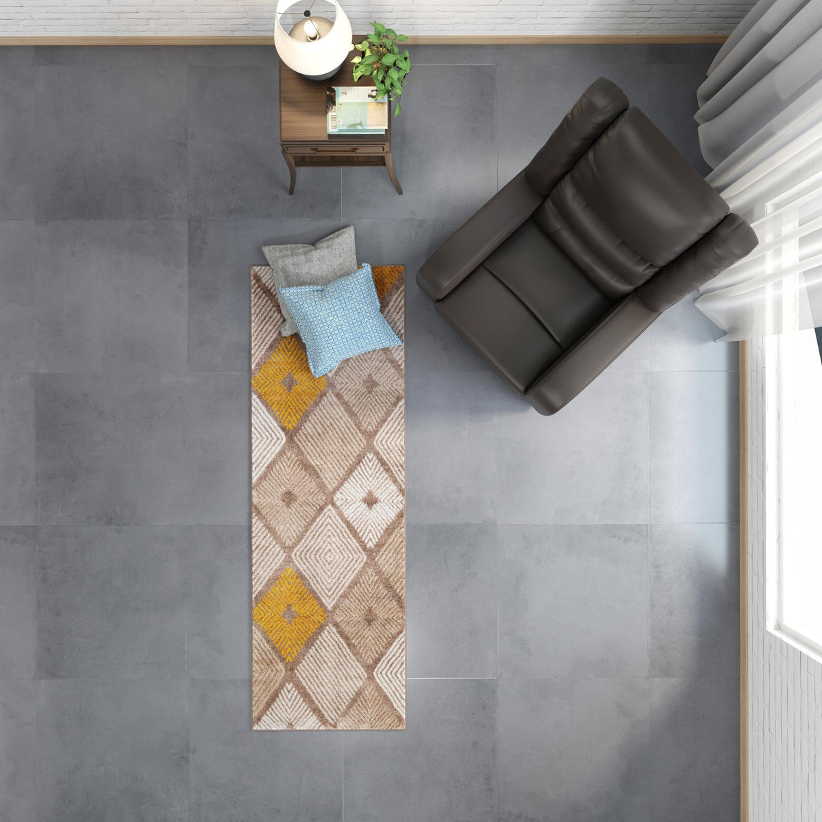 Coastal Haven Collection Area Rug -  Anchorage Runner Ivory and Yellow  lifestyle 143