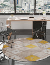 Coastal Haven Collection Area Rug -  Anchorage Round Ivory and Yellow  lifestyle 77