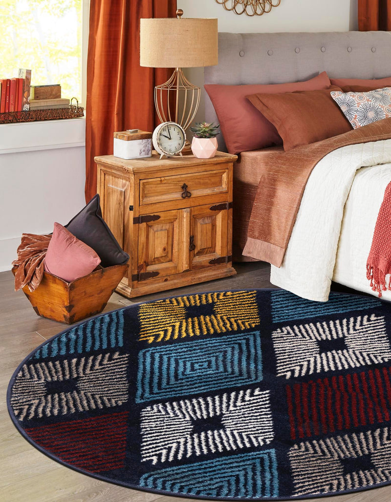 Coastal Haven Collection Area Rug -  Anchorage Round Multi  lifestyle 65