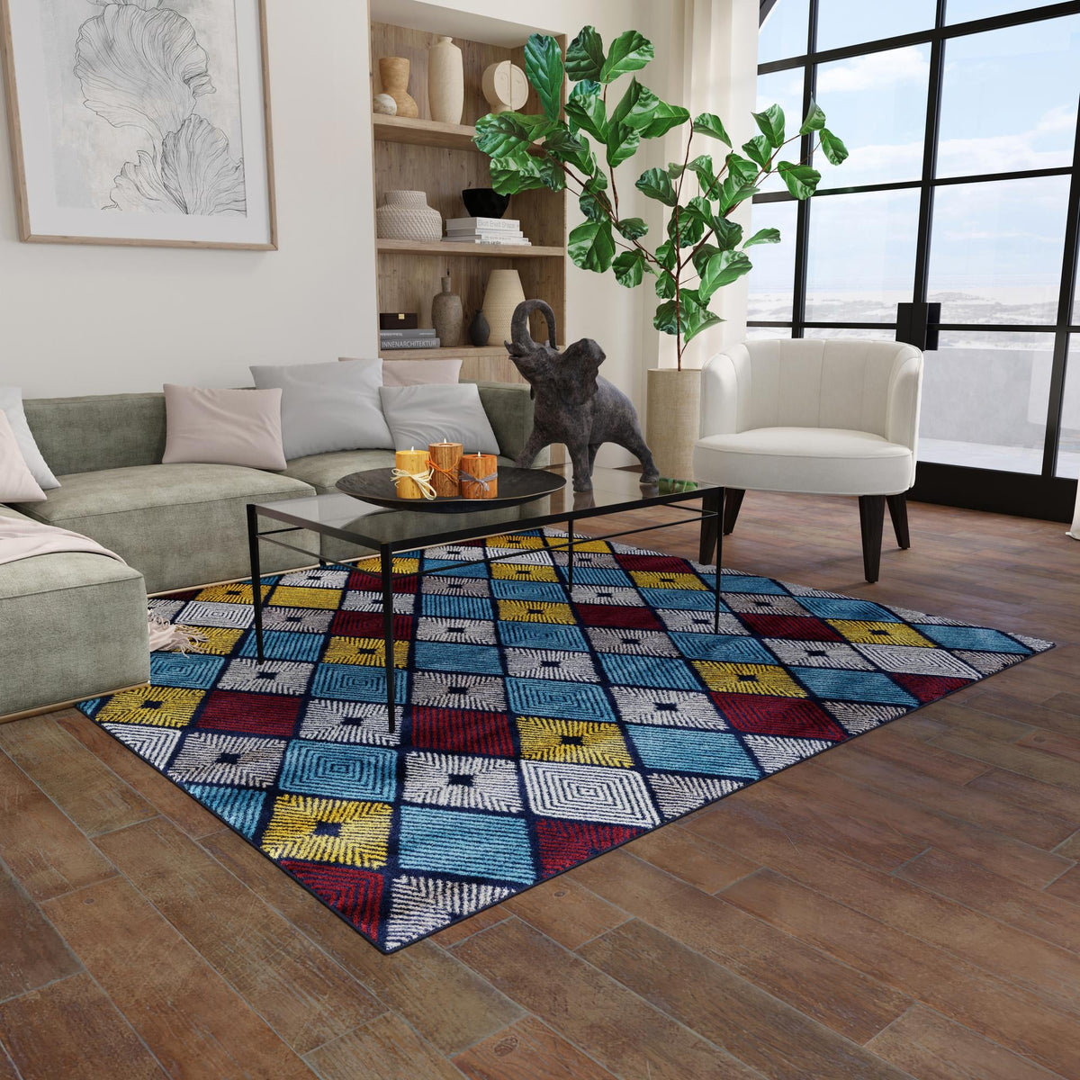 Coastal Haven Collection Area Rug -  Anchorage Square Multi  lifestyle 126