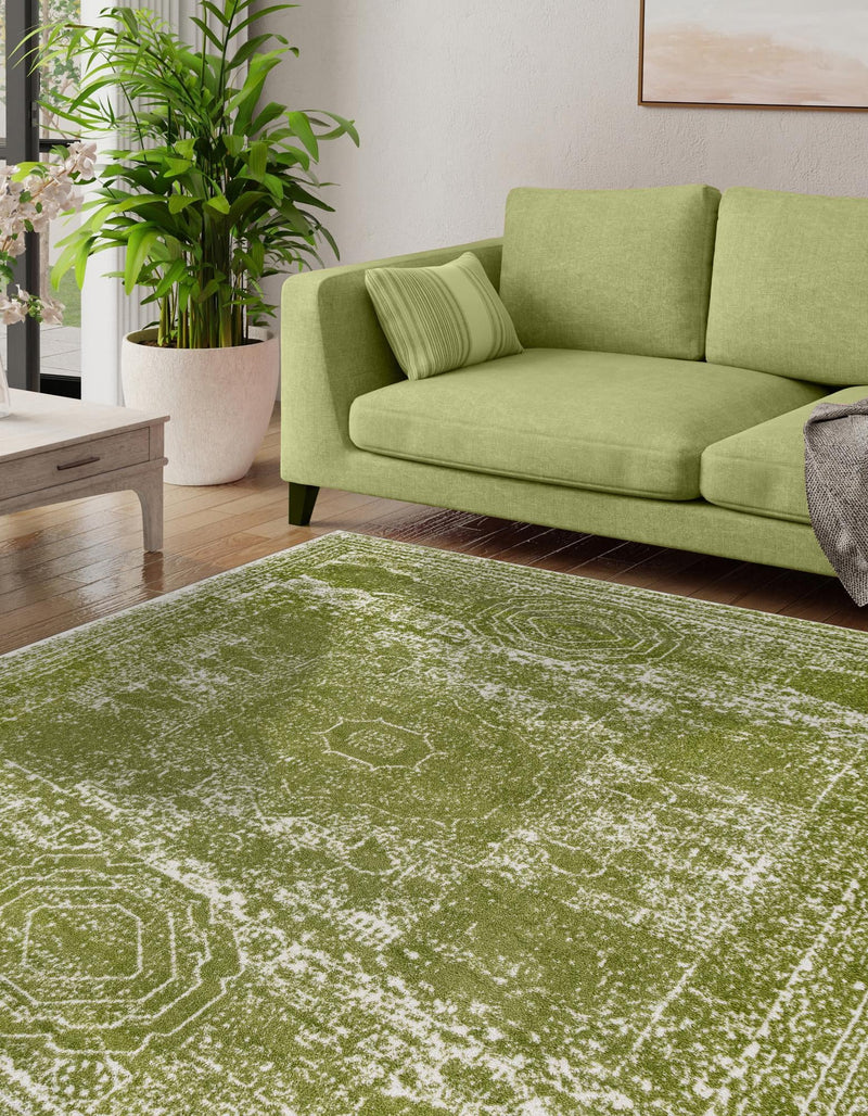 Dover Terrace Collection Area Rug -  Lagoon (Green) Square Green  lifestyle 0