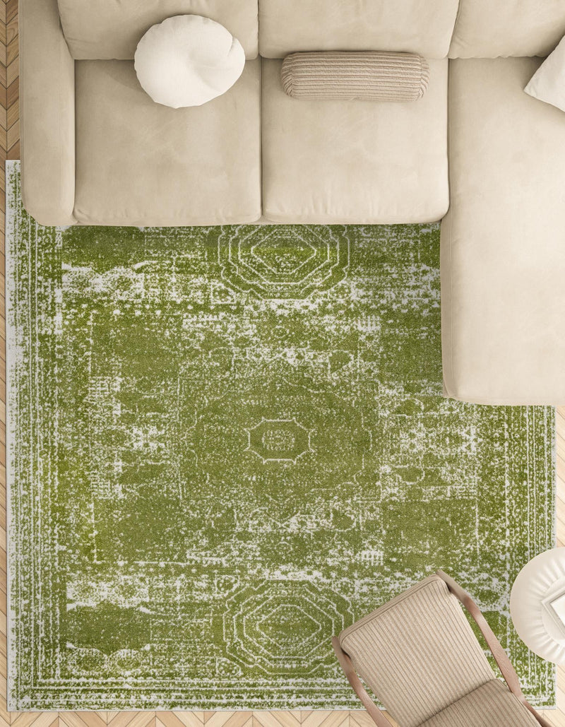 Dover Terrace Collection Area Rug -  Lagoon (Green) Square Green  lifestyle 45
