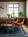 Dover Terrace Collection Area Rug - Marina (Navy Blue) Square Navy Blue  lifestyle 3