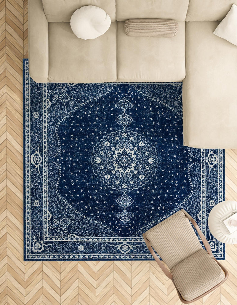 Dover Terrace Collection Area Rug - Marina (Navy Blue) Square Navy Blue  lifestyle 30
