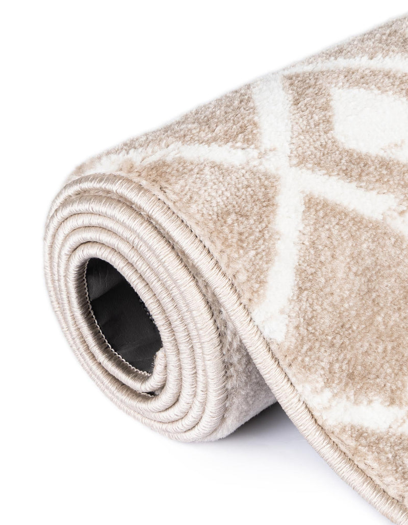 Marrakech Lattice Collection Area Rug - Medina (Beige) Round Beige  lifestyle 18