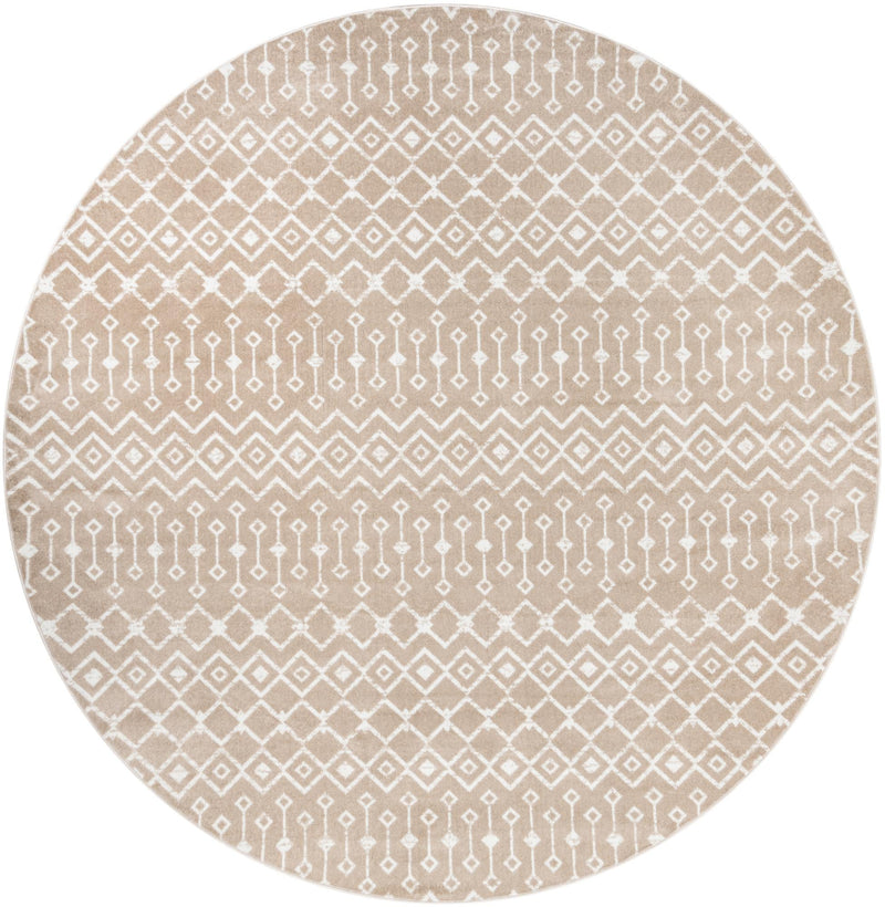 Marrakech Lattice Collection Area Rug - Medina (Beige) Round Beige Main