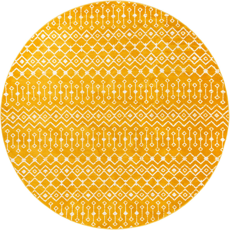 Marrakech Lattice Collection Area Rug - Medina (Yellow) Round Yellow Main