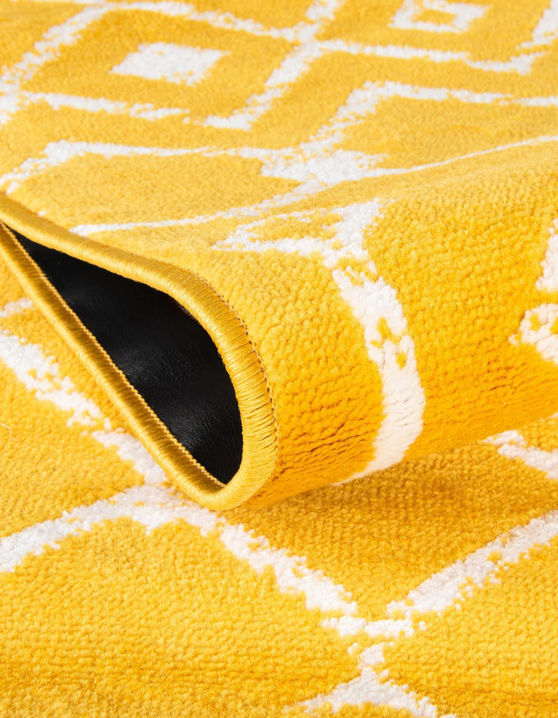 Marrakech Lattice Collection Area Rug - Medina (Yellow) Round Yellow  lifestyle 13