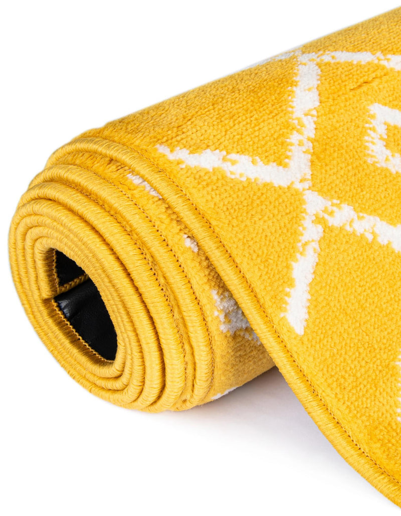 Marrakech Lattice Collection Area Rug - Medina (Yellow) Round Yellow  lifestyle 19