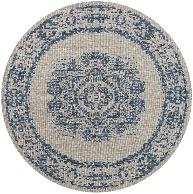 Patio Heritage Collection Area Rug - Savannah (Blue) Round Blue  lifestyle 67