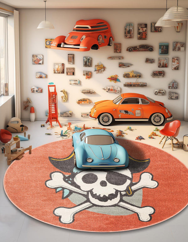 Playful Patterns Collection Area Rug -  Harmony Round Red  lifestyle 25