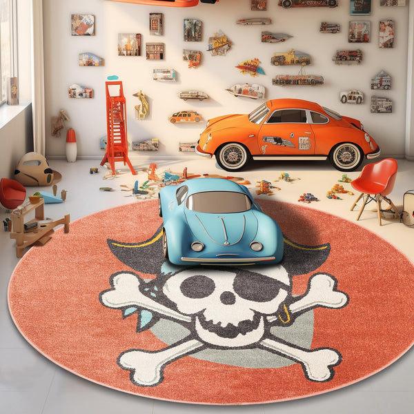 Playful Patterns Collection Area Rug -  Harmony Round Red  lifestyle 52