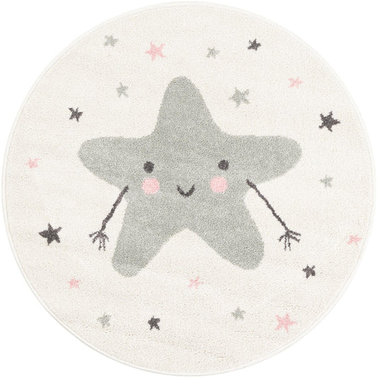 Playful Patterns Collection Area Rug -  Spiral Round Ivory Main