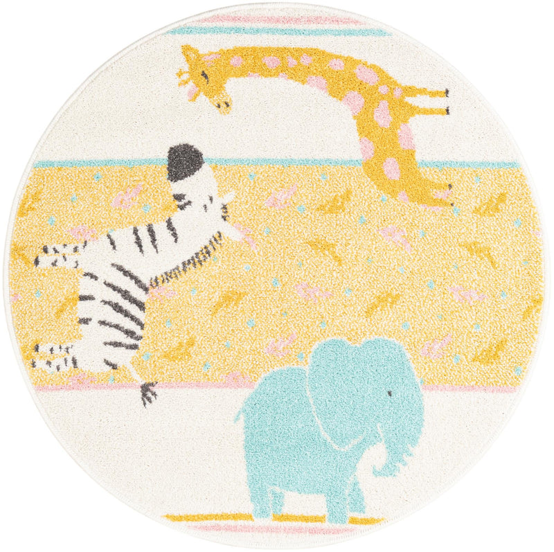 Playful Patterns Collection Area Rug -  Wonderland Round Ivory  lifestyle 21