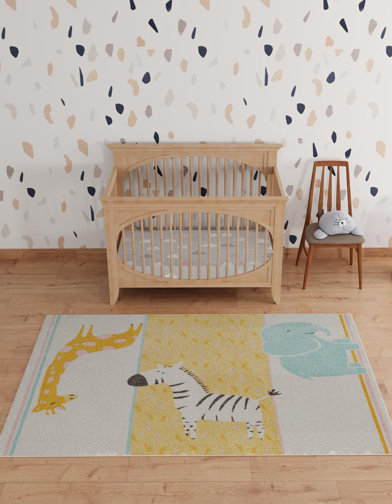 Playful Patterns Collection Area Rug -  Wonderland Rectangle Ivory  lifestyle 2