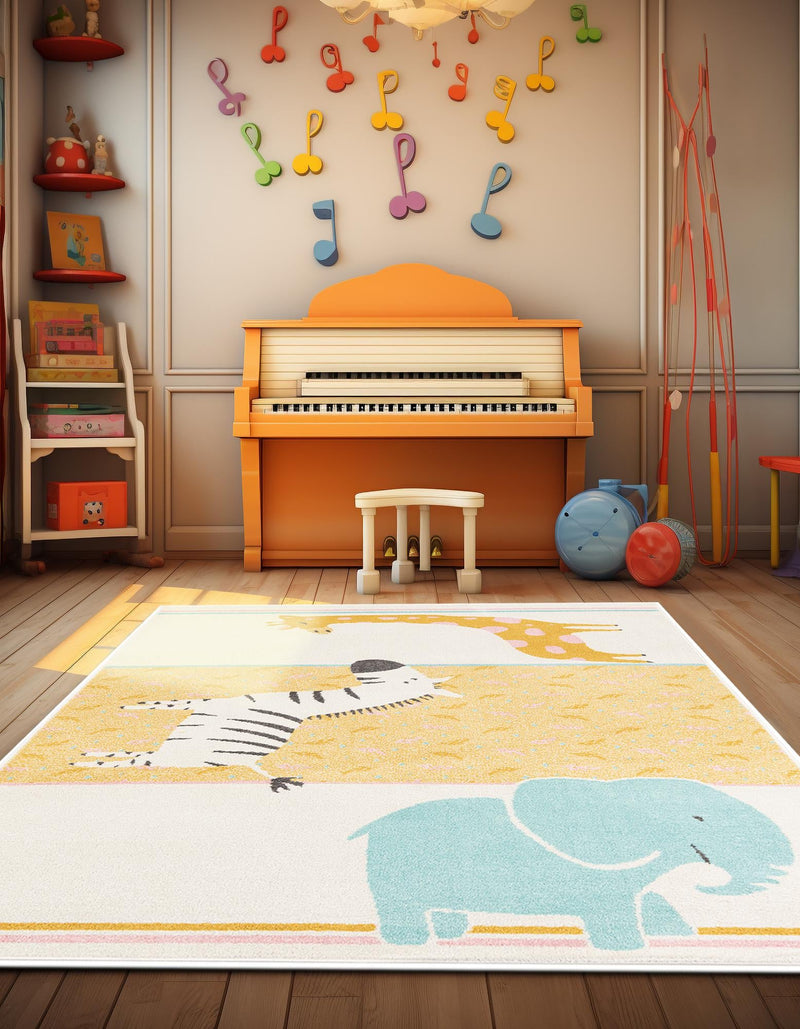 Playful Patterns Collection Area Rug -  Wonderland Rectangle Ivory  lifestyle 7