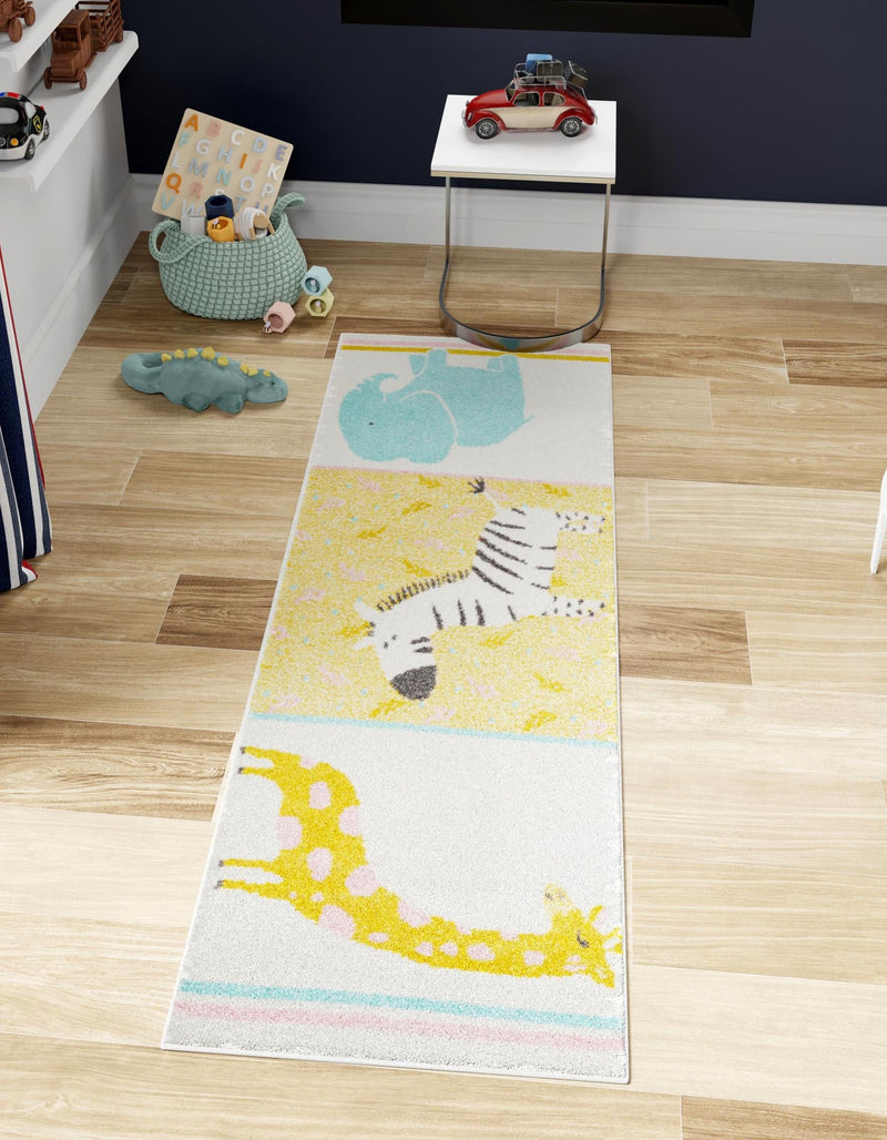 Playful Patterns Collection Area Rug -  Wonderland Runner Ivory  lifestyle 24