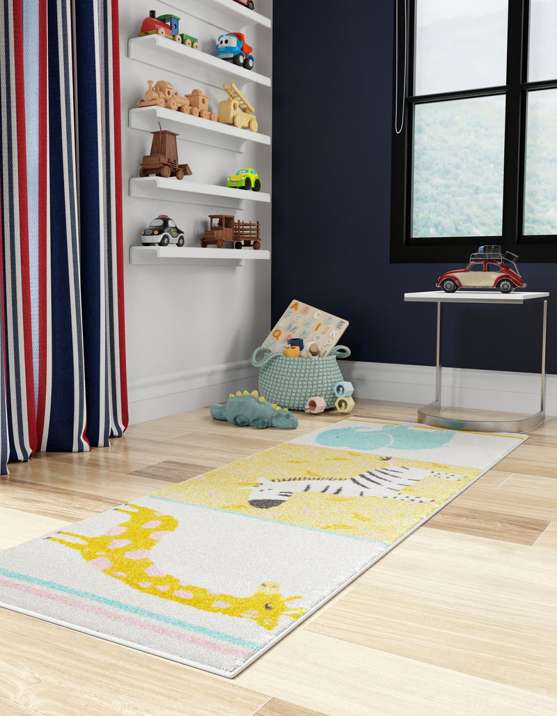 Playful Patterns Collection Area Rug -  Wonderland Runner Ivory  lifestyle 26
