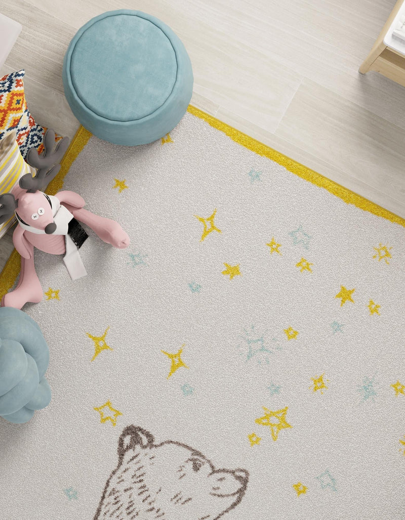 Wonder Tykes Collection Area Rug -  Pixie Rectangle Ivory and Gray  lifestyle 8
